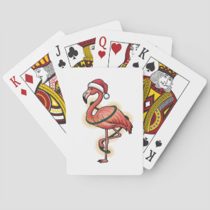 Flamingo Wrapped In Christmas Light Pink Bird Poker Cards