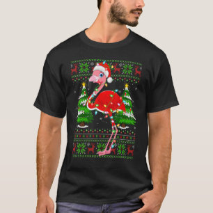 Flamingo Xmas Lights Ugly Santa Flamingo Christma T-Shirt