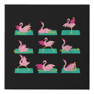 Flamingo Yoga Poses Meditation Workout Exercise Faux Canvas Print