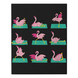 Flamingo Yoga Poses Meditation Workout Exercise Faux Canvas Print