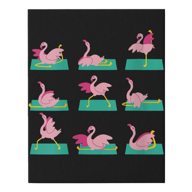 Flamingo Yoga Poses Meditation Workout Exercise Faux Canvas Print (Front)