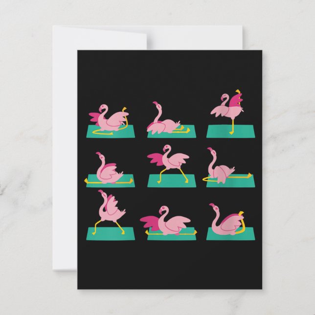 Flamingo Yoga Poses Meditation Workout Exercise Invitation (Front)