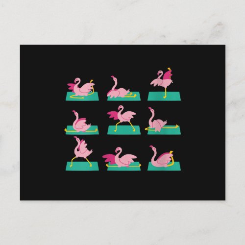 Flamingo Yoga Poses Meditation Workout Exercise Invitation Postcard