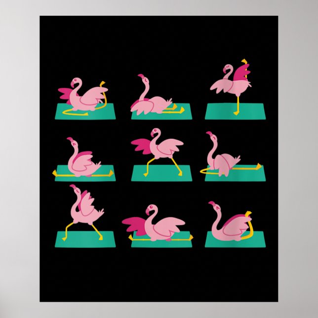 Flamingo Yoga Poses Meditation Workout Exercise Poster (Front)
