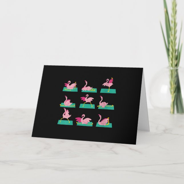 Flamingo Yoga Poses Meditation Workout Exercise Thank You Card (Front)
