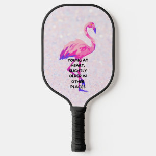Flamingo Young At Heart Funny Saying Quote Pickleball Paddle