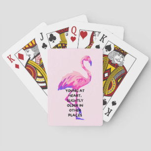Flamingo Young At Heart Funny Saying Quote  Poker Cards