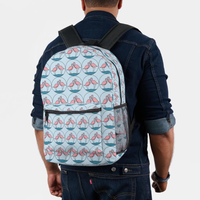 Flamingo Your Business Logo Pattern Office School Printed Backpack (Insitu (Model))