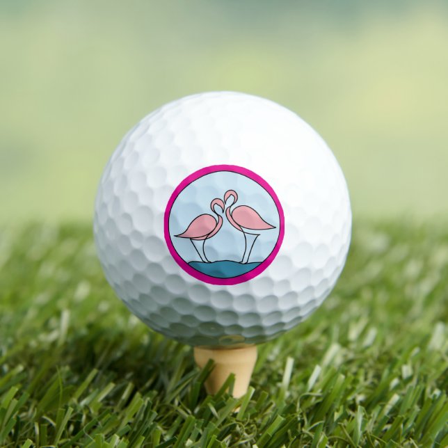 Flamingo Your Business Round Logo Art Bright Pink Golf Balls (Insitu Tee)
