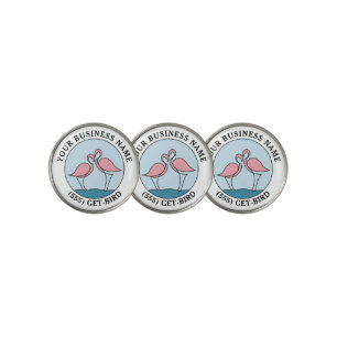 Flamingo Your Business Round Logo Art Photo Quote Golf Ball Marker