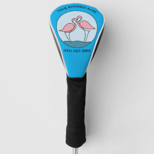 Flamingo Your Business Round Logo Art Photo Quote Golf Head Cover