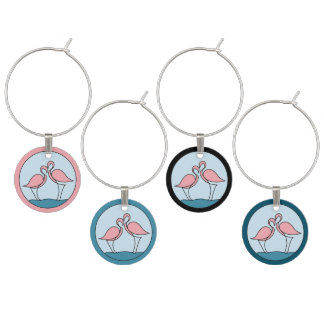 Flamingo Your Business Round Logo Art Photo Quote Wine Charm