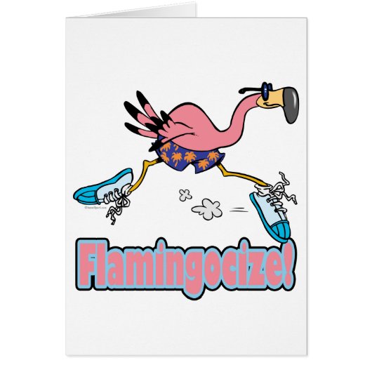 flamingocize jogging flamingo cartoon cards (Front)