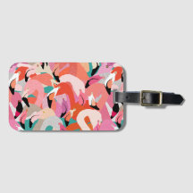 Flamingoes in Orange Luggage Tag