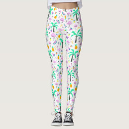 Flamingoes in Tropical Jungle Pattern Leggings