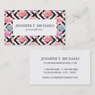 Flamingoes on Bold Design Pattern Business Card
