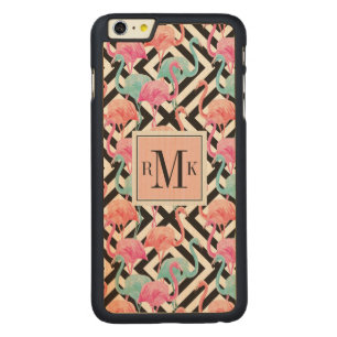 Flamingoes on Bold Design Pattern Carved Maple iPhone 6 Plus Case