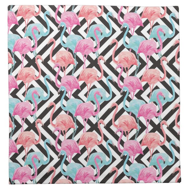 Flamingoes on Bold Design Pattern Cloth Napkin (Front)