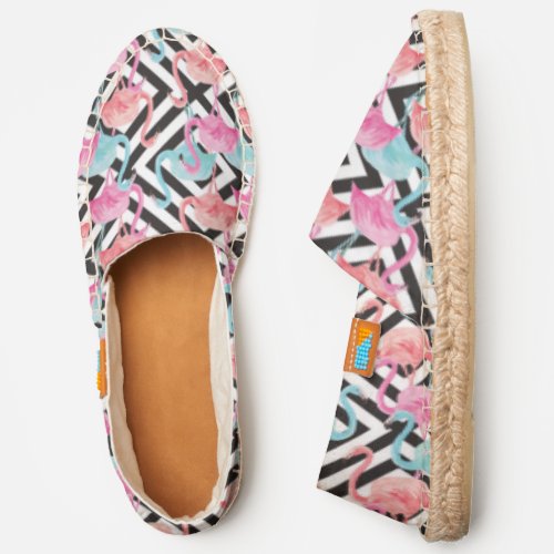 Flamingoes on Bold Design Pattern Espadrilles