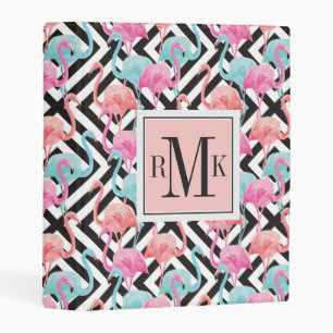 Flamingoes on Bold Design Pattern Mini Binder