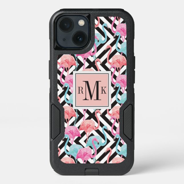 Flamingoes on Bold Design Pattern Otterbox iPhone Case (Back)