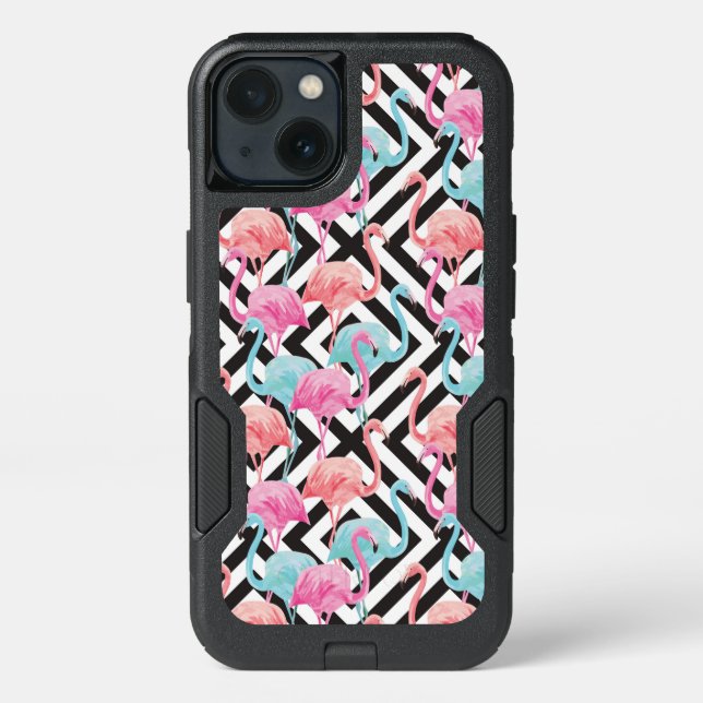 Flamingoes on Bold Design Pattern Otterbox iPhone Case (Back)