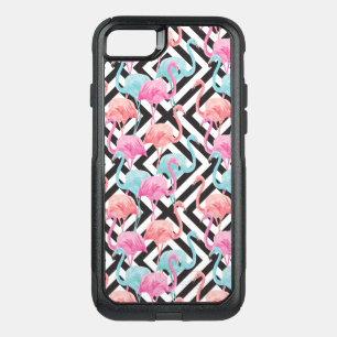 Flamingoes on Bold Design Pattern OtterBox Commuter iPhone SE/8/7 Case