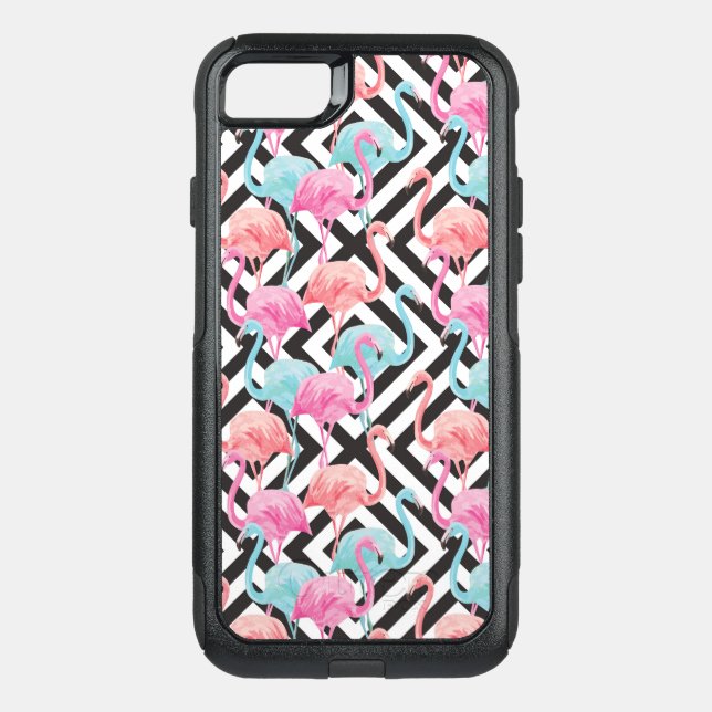 Flamingoes on Bold Design Pattern Otterbox iPhone Case (Back)