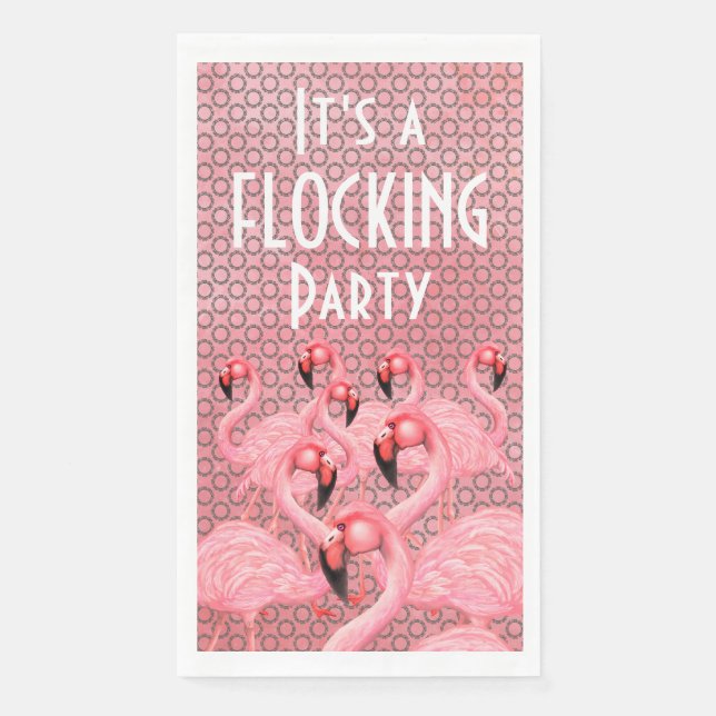 Flamingoes on Parade Paper Guest Towels (Front)