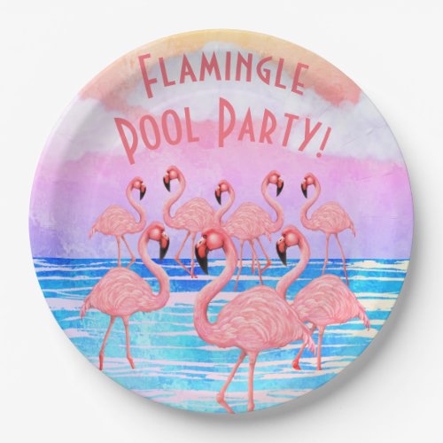 Flamingoes on Parade Paper Plates