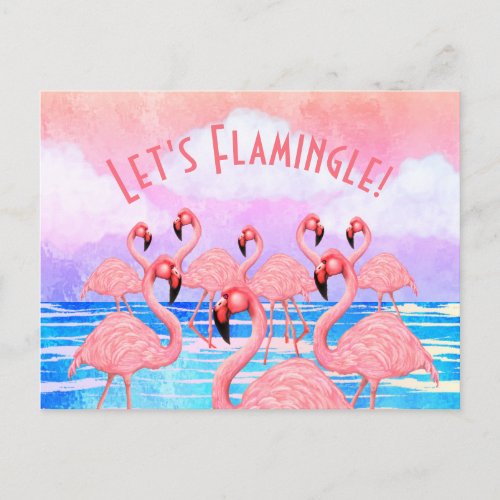 Flamingoes on Parade Postcard