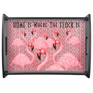 Flamingoes on Parade Serving Tray