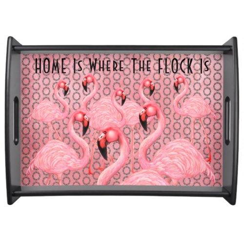 Flamingoes on Parade Serving Tray