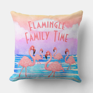 Flamingoes on Parade Throw Pillow