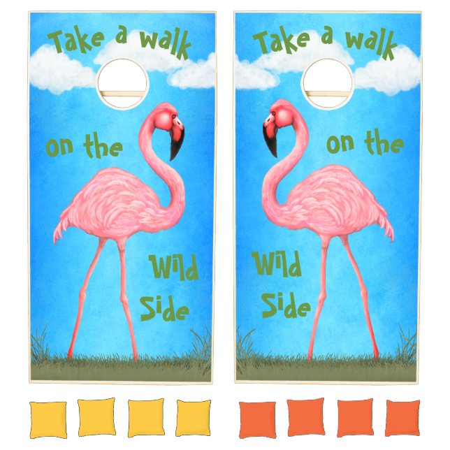 Flamingoes on the Wild Side Cornhole Set (Set)