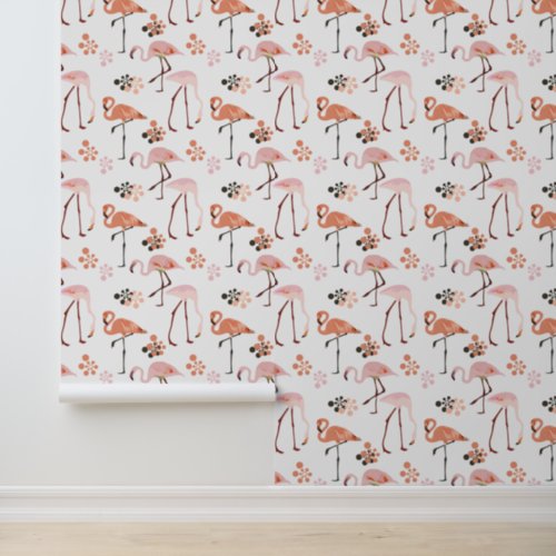 Flamingoes Peach Pink  Wallpaper