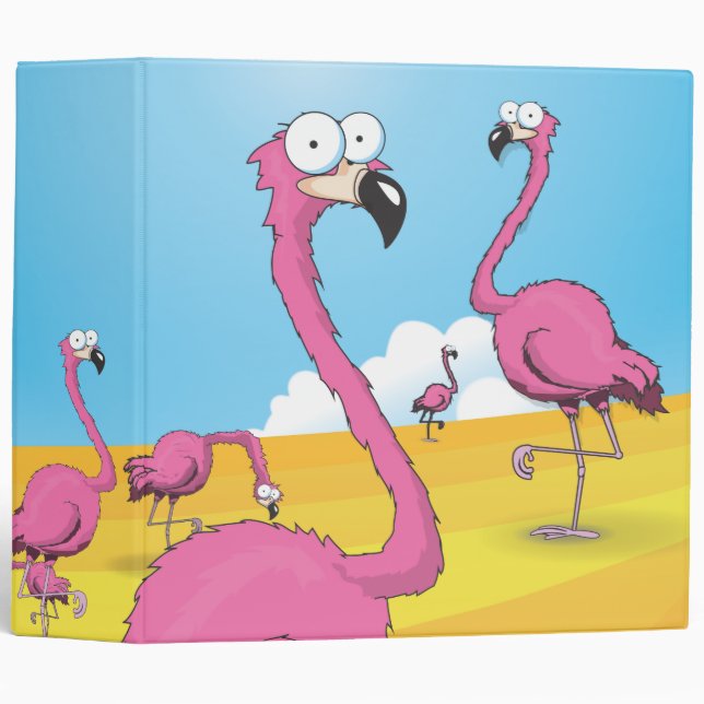 Flamingos 3 Ring Binder (Front/Spine)