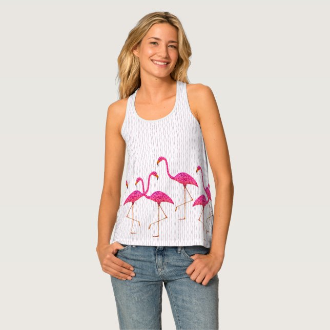 Flamingos All-Over Print Racerback Tank Top (Front Full)