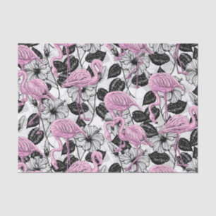 Flamingos and hibiscus flowers tissue paper