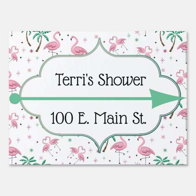 Flamingos and Palm Trees Atomic Style Signage (Front)