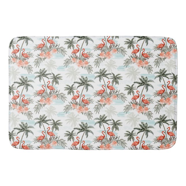 Flamingos and Palm Trees  Bath Mat (Front)