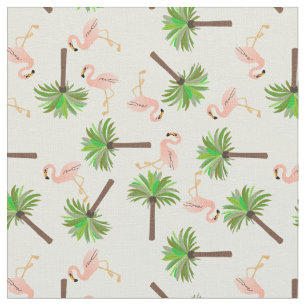Flamingos and Palm Trees Fabric