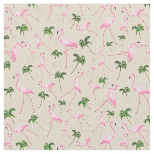 Flamingos and Palm Trees Fabric