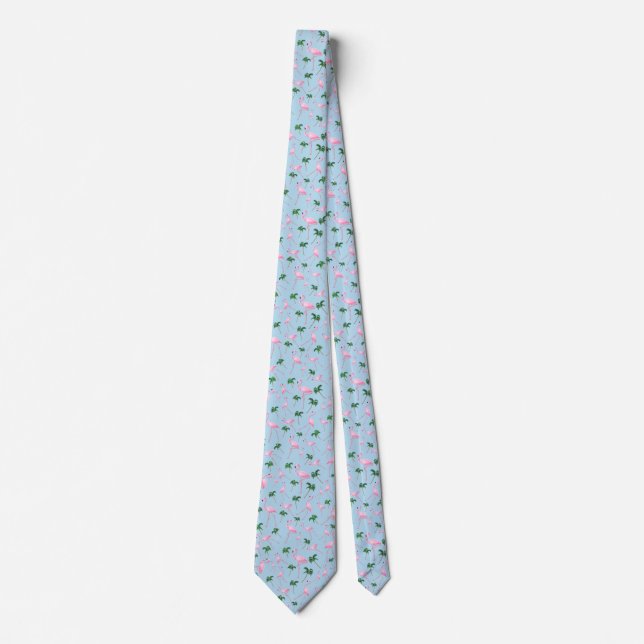 Flamingos and Palm Trees Neck Tie (Front)
