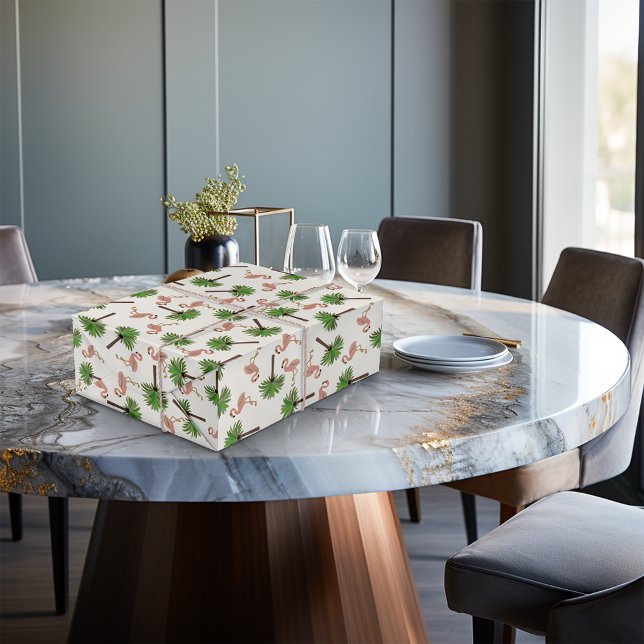 Flamingos and Palm Trees Wrapping Paper (Creator Uploaded)