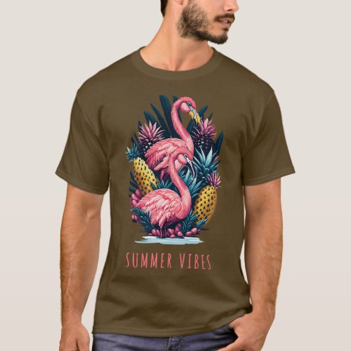 Flamingos and pineapples flamingo Fling Pineapple  T_Shirt