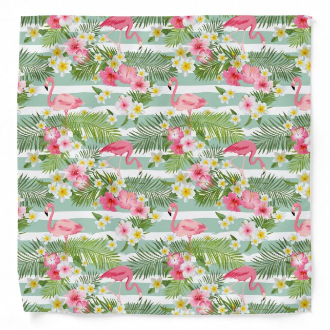 Flamingos And Stripes Bandana (Front)