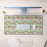 Flamingos And Stripes Desk Mat