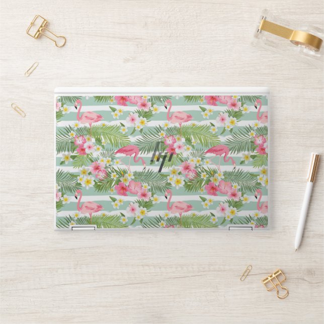 Flamingos And Stripes HP Laptop Skin (Desk)
