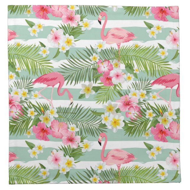 Flamingos And Stripes Napkin (Front)